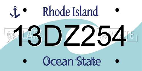 13DZ254 Rhode Island License Plate