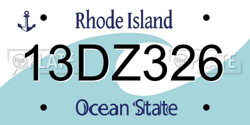 13DZ326 Rhode Island License Plate