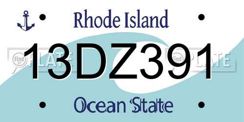 13DZ391 Rhode Island License Plate