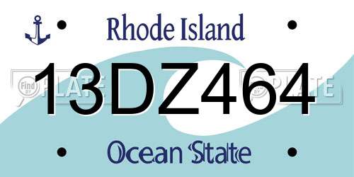 13DZ464 Rhode Island License Plate