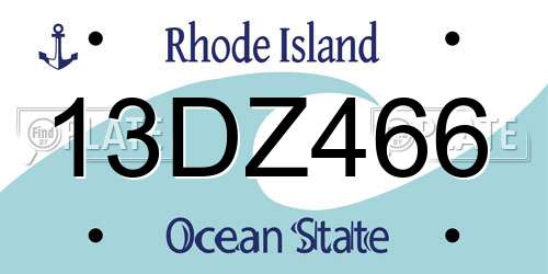 13DZ466 Rhode Island License Plate