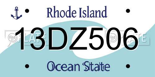 13DZ506 Rhode Island License Plate