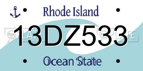 13DZ533 Rhode Island License Plate