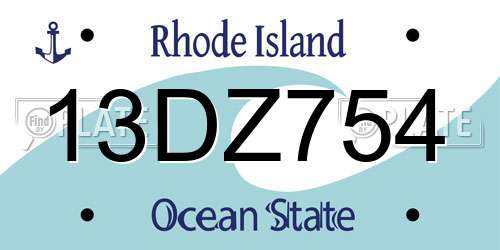 13DZ754 Rhode Island License Plate