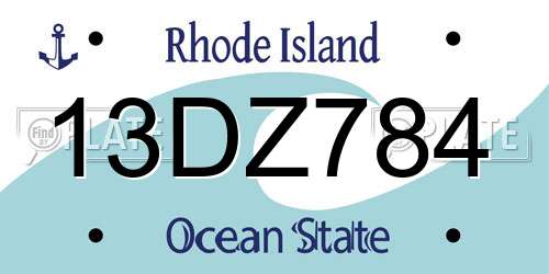 13DZ784 Rhode Island License Plate