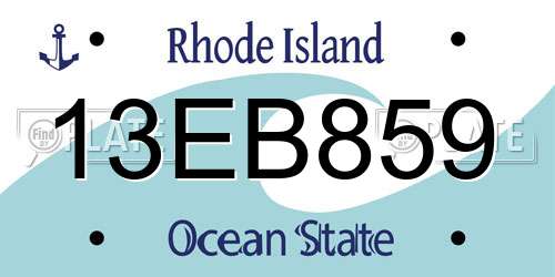 13EB859 Rhode Island License Plate