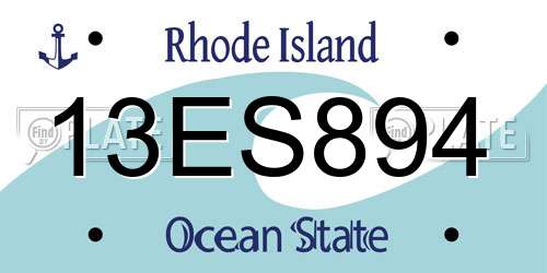 13ES894 Rhode Island License Plate
