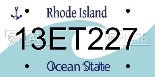13ET227 Rhode Island License Plate