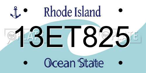 13ET825 Rhode Island License Plate