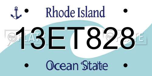13ET828 Rhode Island License Plate
