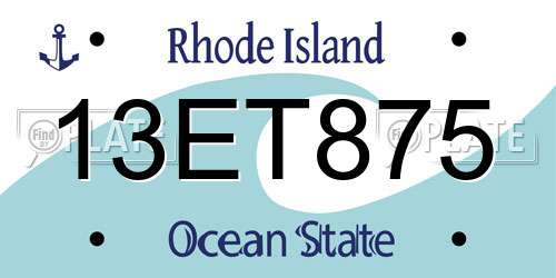 13ET875 Rhode Island License Plate
