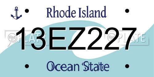 13EZ227 Rhode Island License Plate