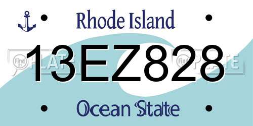 13EZ828 Rhode Island License Plate