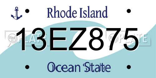 13EZ875 Rhode Island License Plate