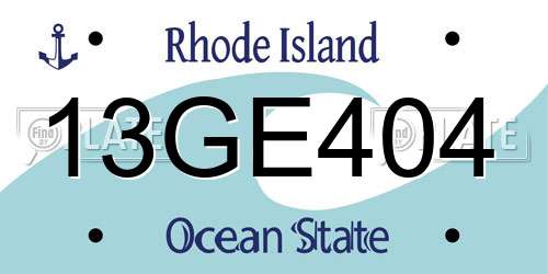 13GE404 Rhode Island License Plate