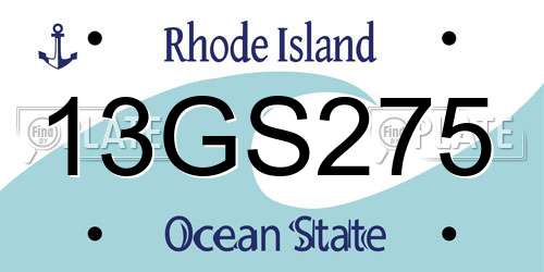 13GS275 Rhode Island License Plate