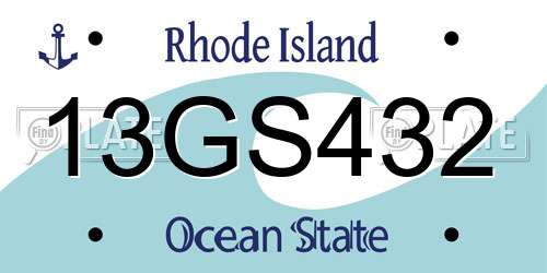 13GS432 Rhode Island License Plate