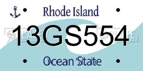 13GS554 Rhode Island License Plate