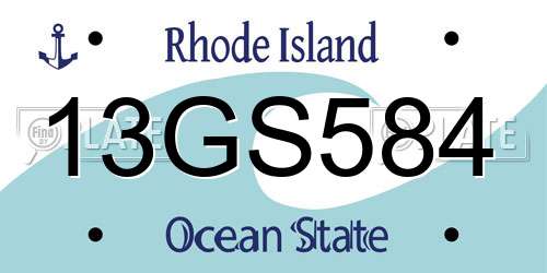 13GS584 Rhode Island License Plate