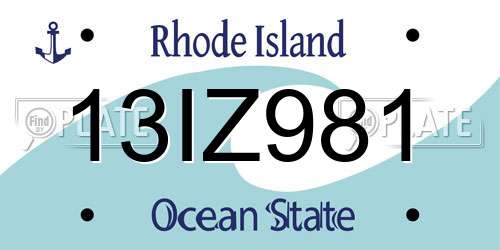 13IZ981 Rhode Island License Plate