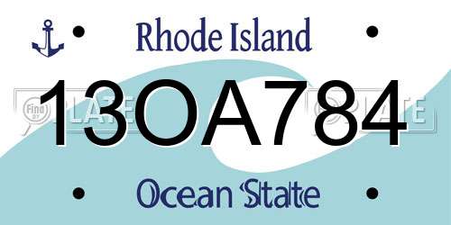 13OA784 Rhode Island License Plate