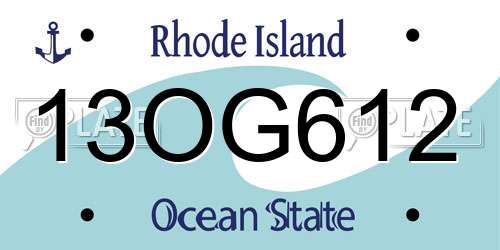 13OG612 Rhode Island License Plate
