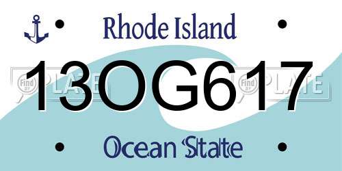 13OG617 Rhode Island License Plate