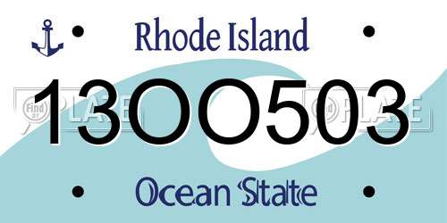 13OO503 Rhode Island License Plate