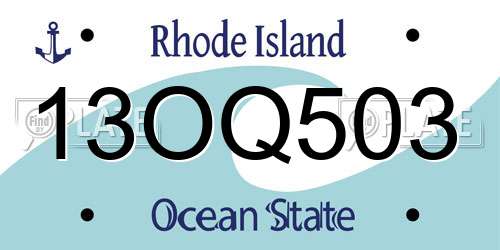 13OQ503 Rhode Island License Plate
