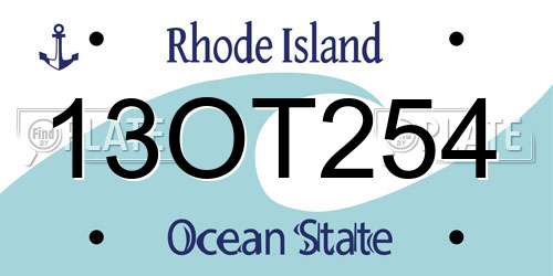 13OT254 Rhode Island License Plate
