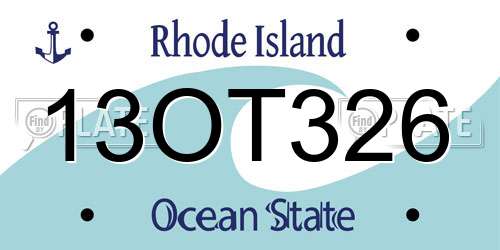 13OT326 Rhode Island License Plate