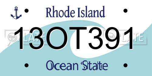13OT391 Rhode Island License Plate