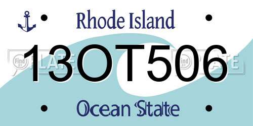 13OT506 Rhode Island License Plate