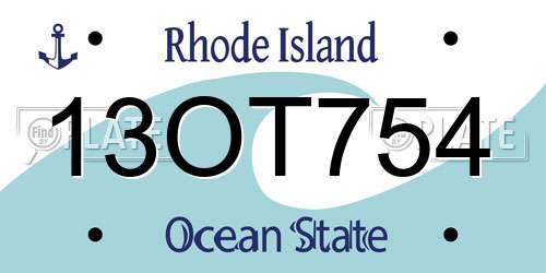 13OT754 Rhode Island License Plate