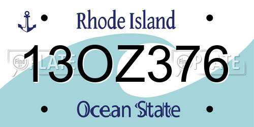 13OZ376 Rhode Island License Plate
