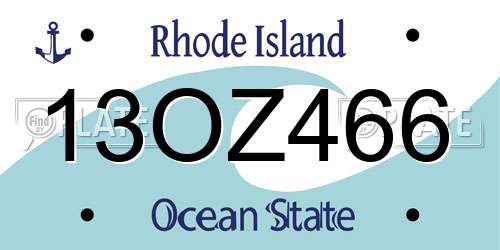 13OZ466 Rhode Island License Plate