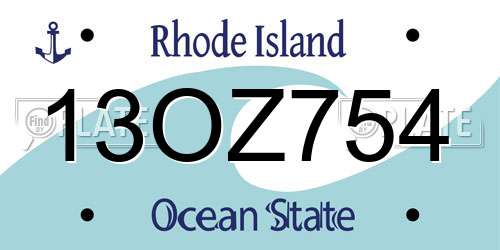 13OZ754 Rhode Island License Plate