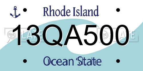 13QA500 Rhode Island License Plate