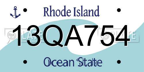 13QA754 Rhode Island License Plate