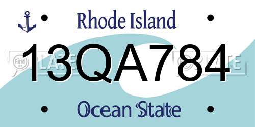 13QA784 Rhode Island License Plate
