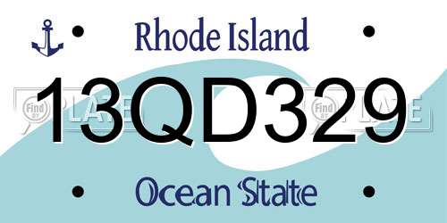 13QD329 Rhode Island License Plate