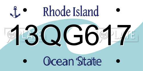 13QG617 Rhode Island License Plate