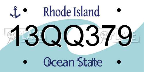 13QQ379 Rhode Island License Plate