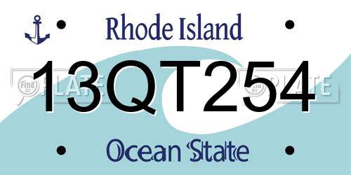 13QT254 Rhode Island License Plate