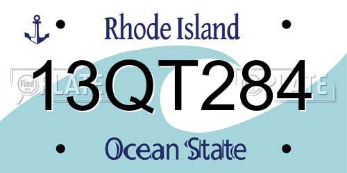 13QT284 Rhode Island License Plate