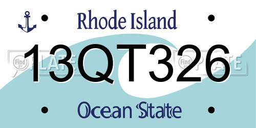 13QT326 Rhode Island License Plate