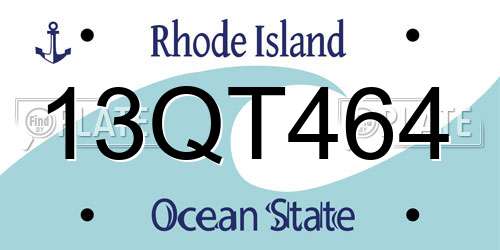 13QT464 Rhode Island License Plate