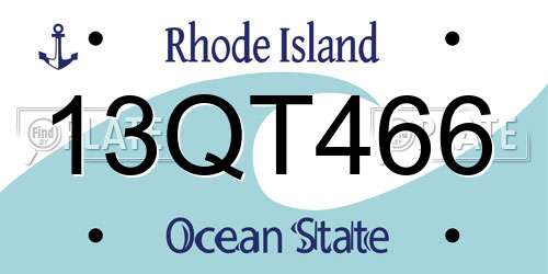 13QT466 Rhode Island License Plate