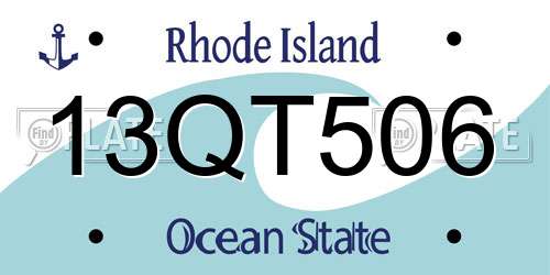 13QT506 Rhode Island License Plate