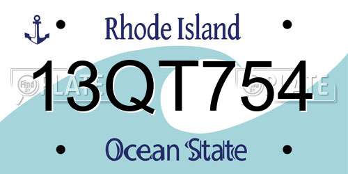13QT754 Rhode Island License Plate